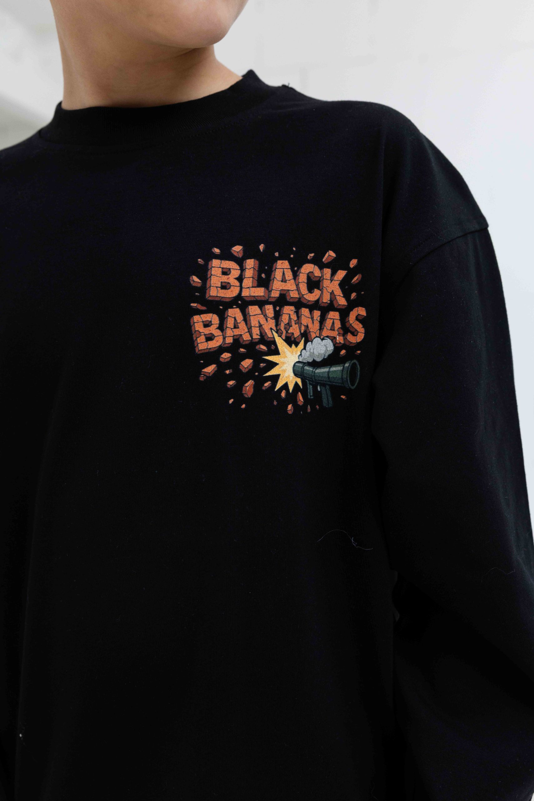 Black Bananas Explode Longsleeve Kids Zwart