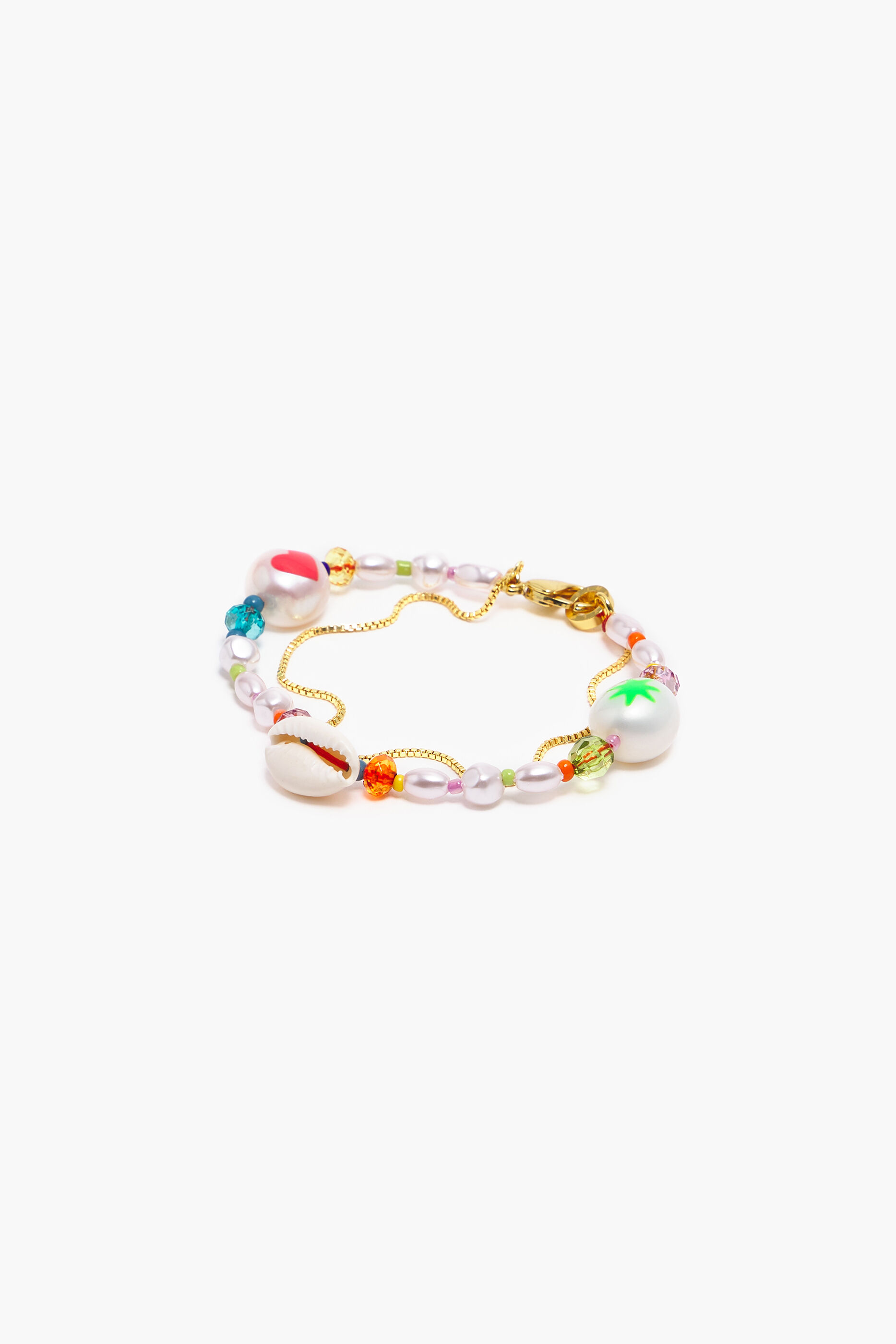 Pulseira de corrente de pérolas multicoloridas