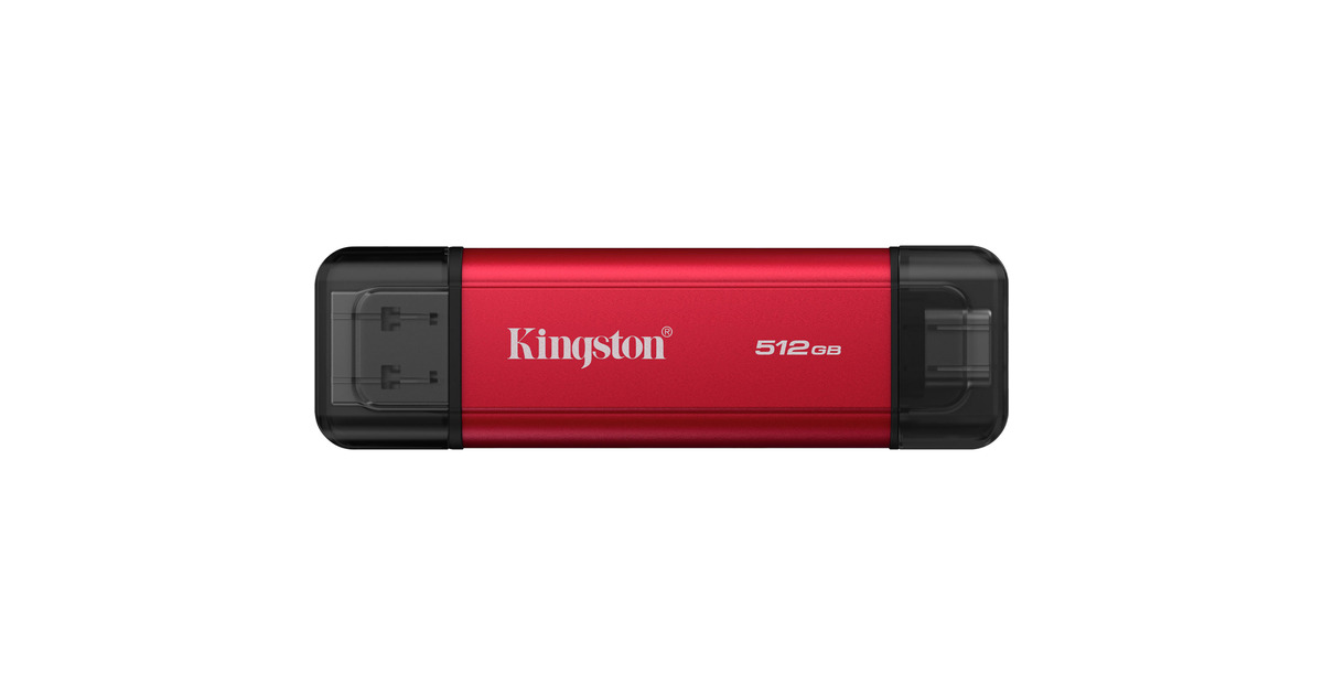 KingstonDual Portable 512 GB externe SSD  (Rood/zwart, SPSD/512GB, USB-A 3.2 (10 Gbit/s), USB-C 3.2 (10 Gbit/s))