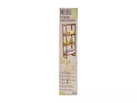Meuble Etagère de rangement 4 niveaux en Bambou H 100 cm