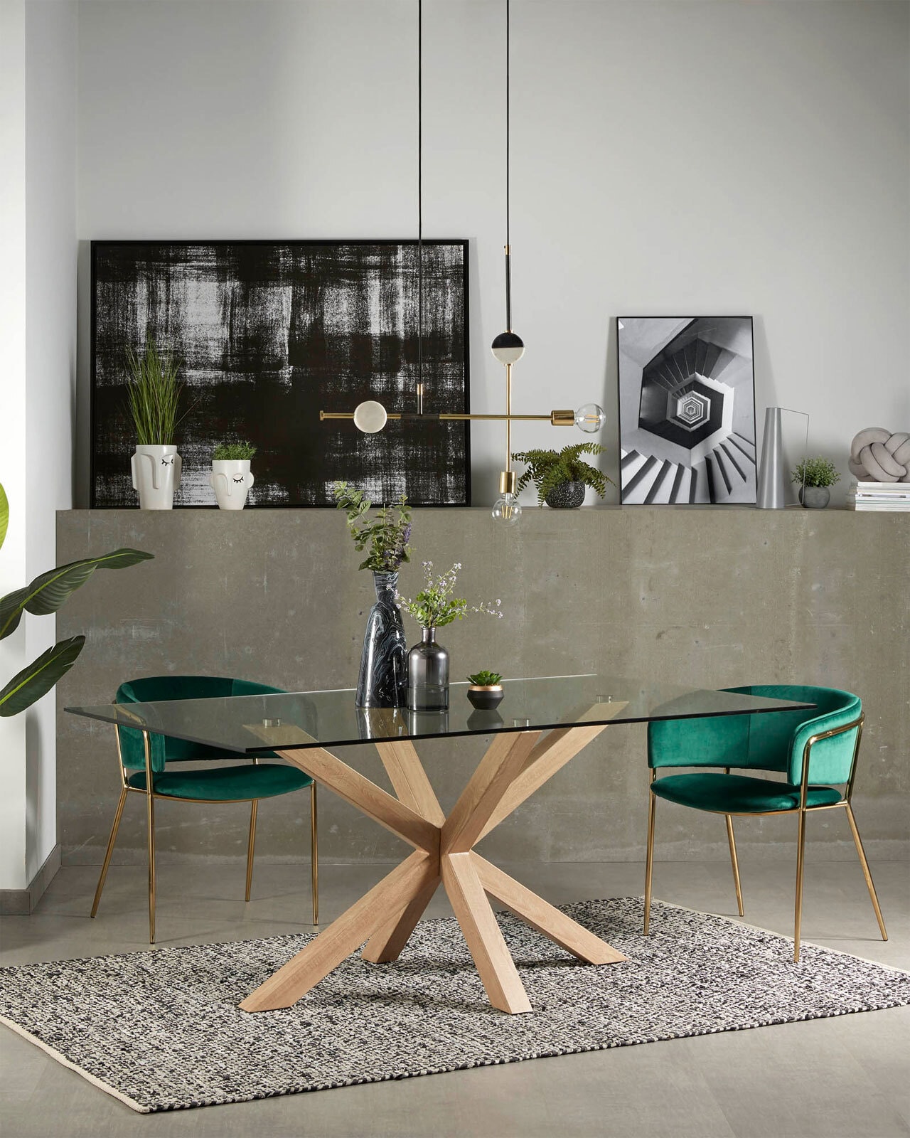 Kave Home Esstisch ARGO 160 x 90 cm Eichedekor /Klarglas