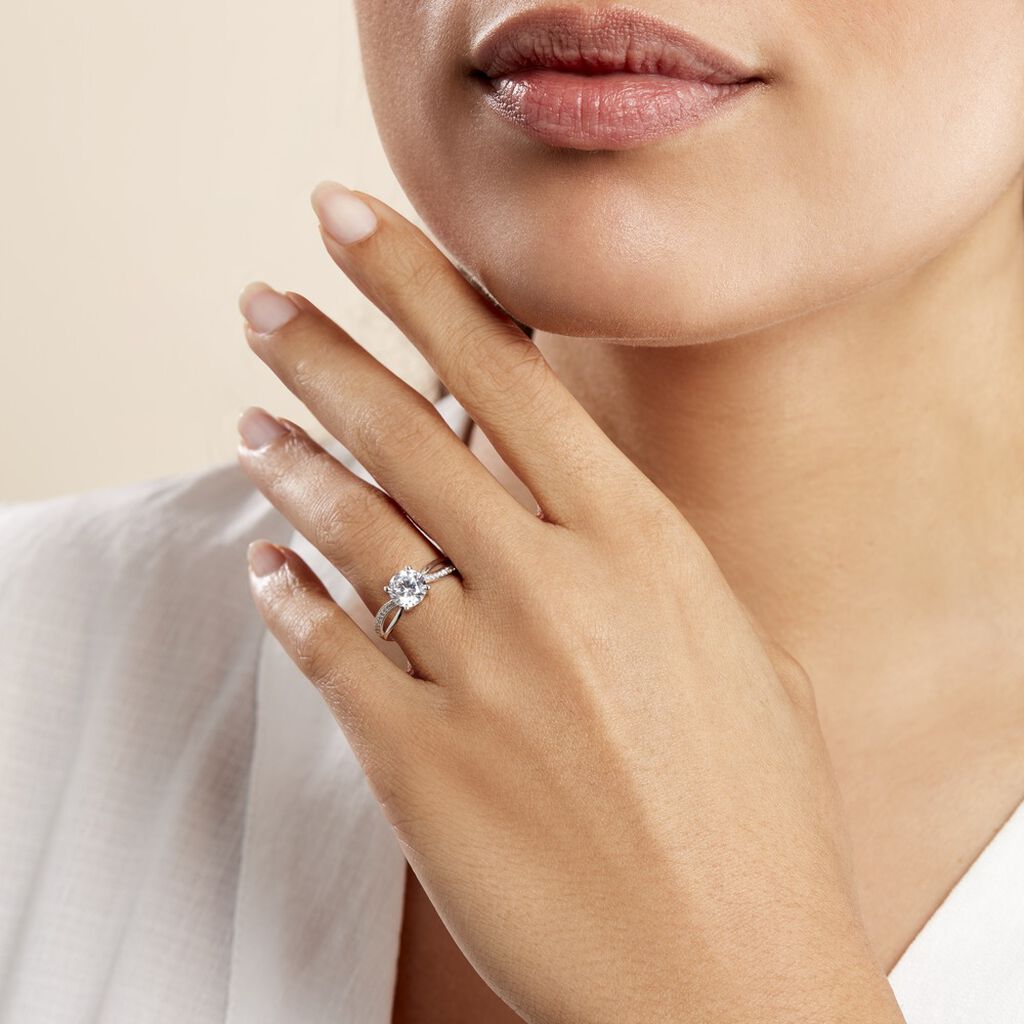 Bague Or Blanc Ofelie Solitaire Oxyde