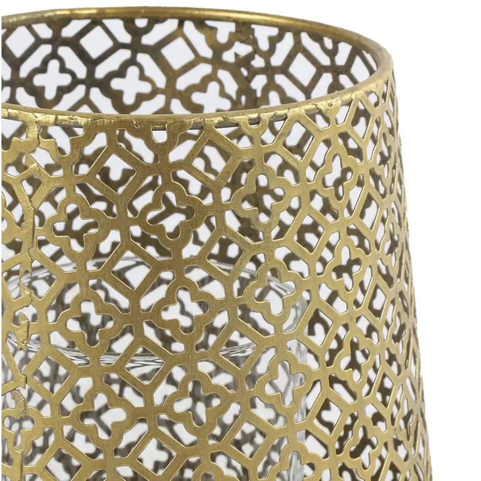 Countryfield Luxe theelichthouder - metaal - goud - D14 x H15 cm