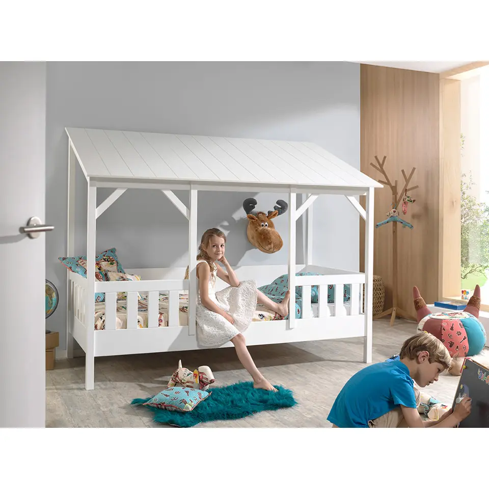 Vipack huisbed met wit dak - wit - 90x200 cm