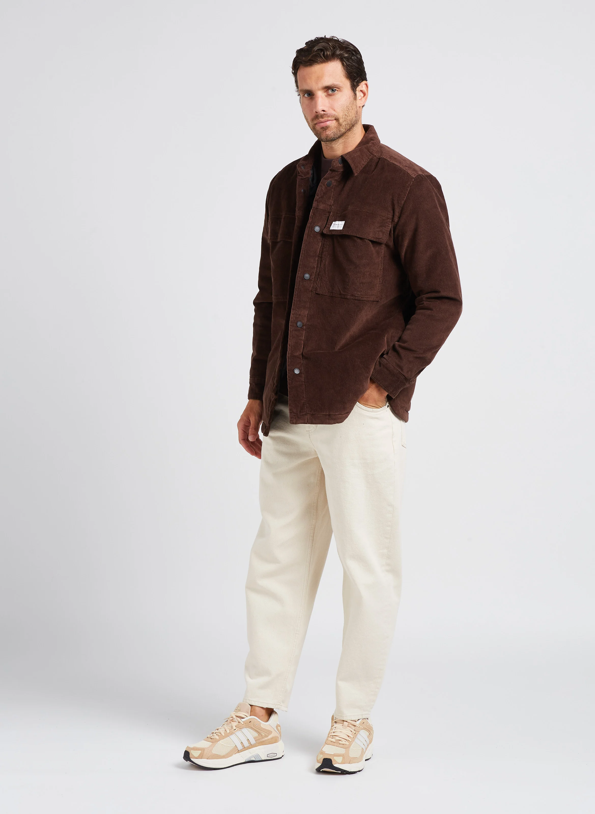 Veste col classique en coton bio mélangé | Marron