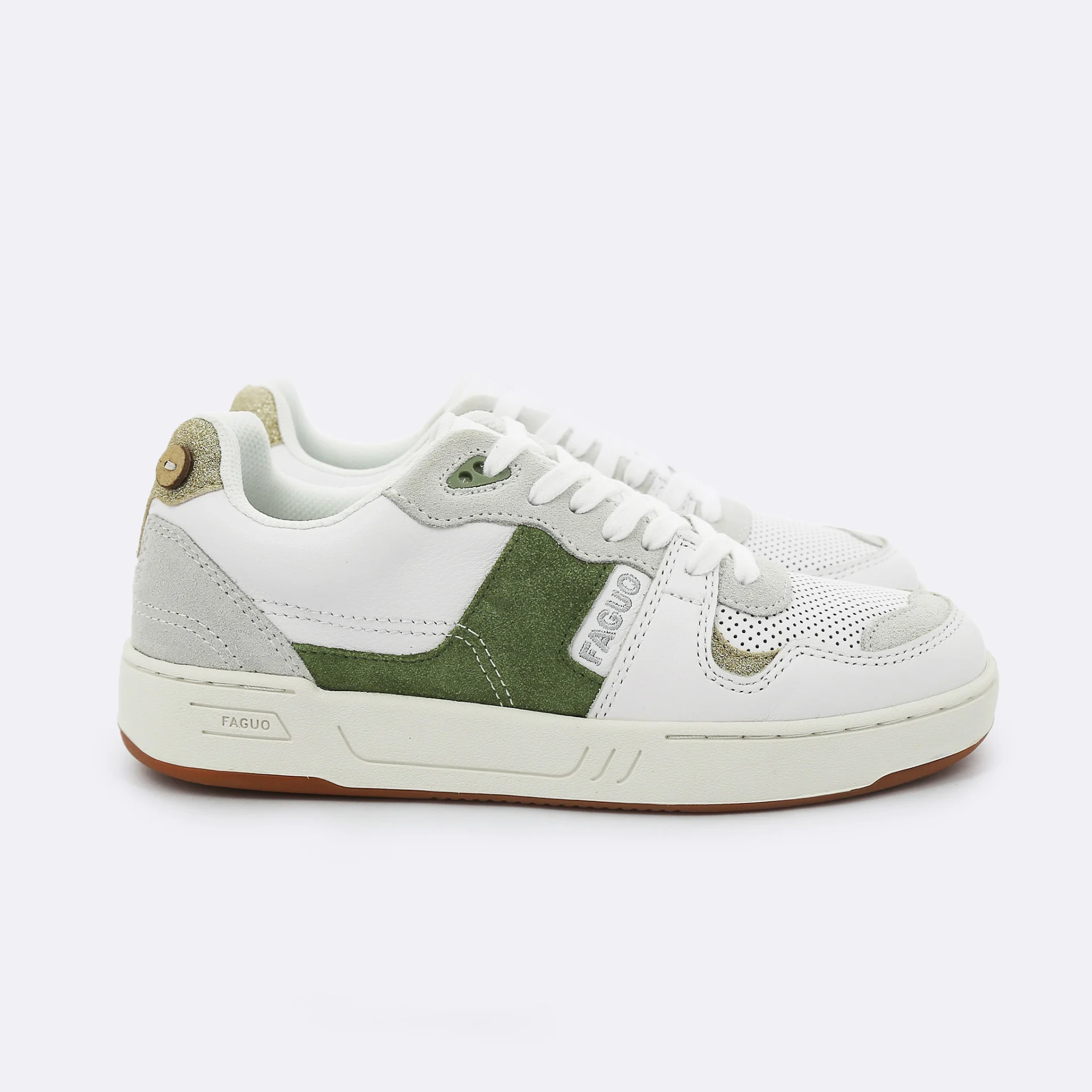 Baskets kaki & dorée en cuir Cuir - modèle Ceiba