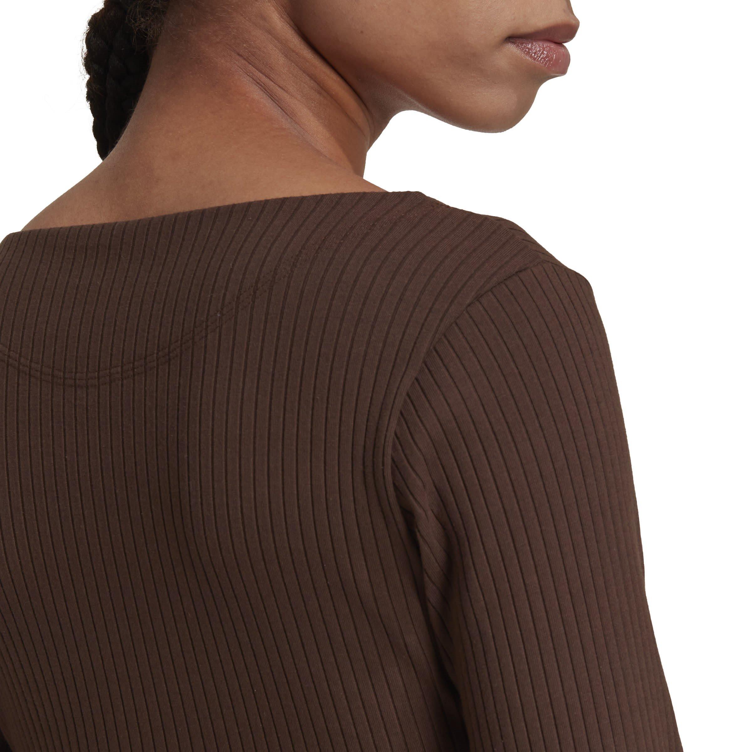 adidas Long Sleeve Rib Knit Crop Top