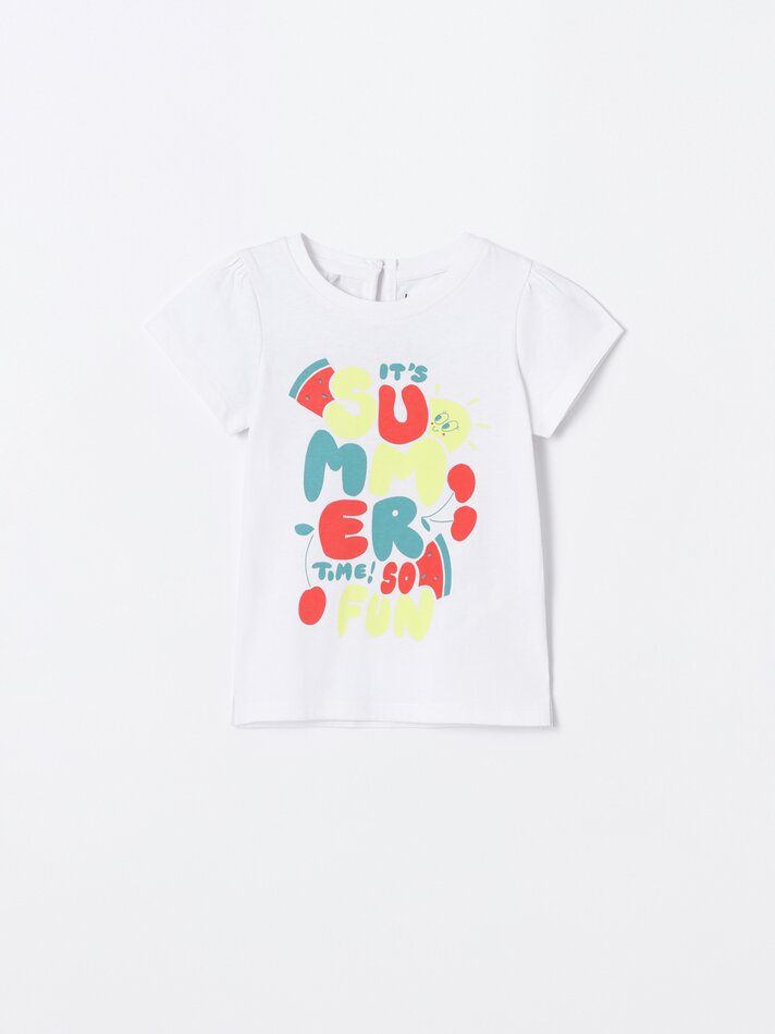 Conjunto de camiseta estampada e legging de duas peças - Branco