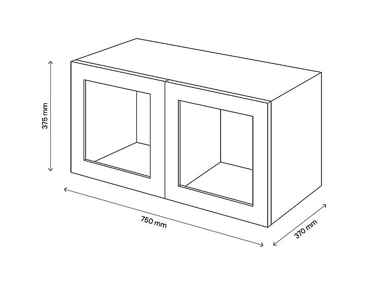 Meuble mural portes battantes vitrées effet chêne GoodHome Atomia H. 37,5 x L. 75 x P. 37 cm