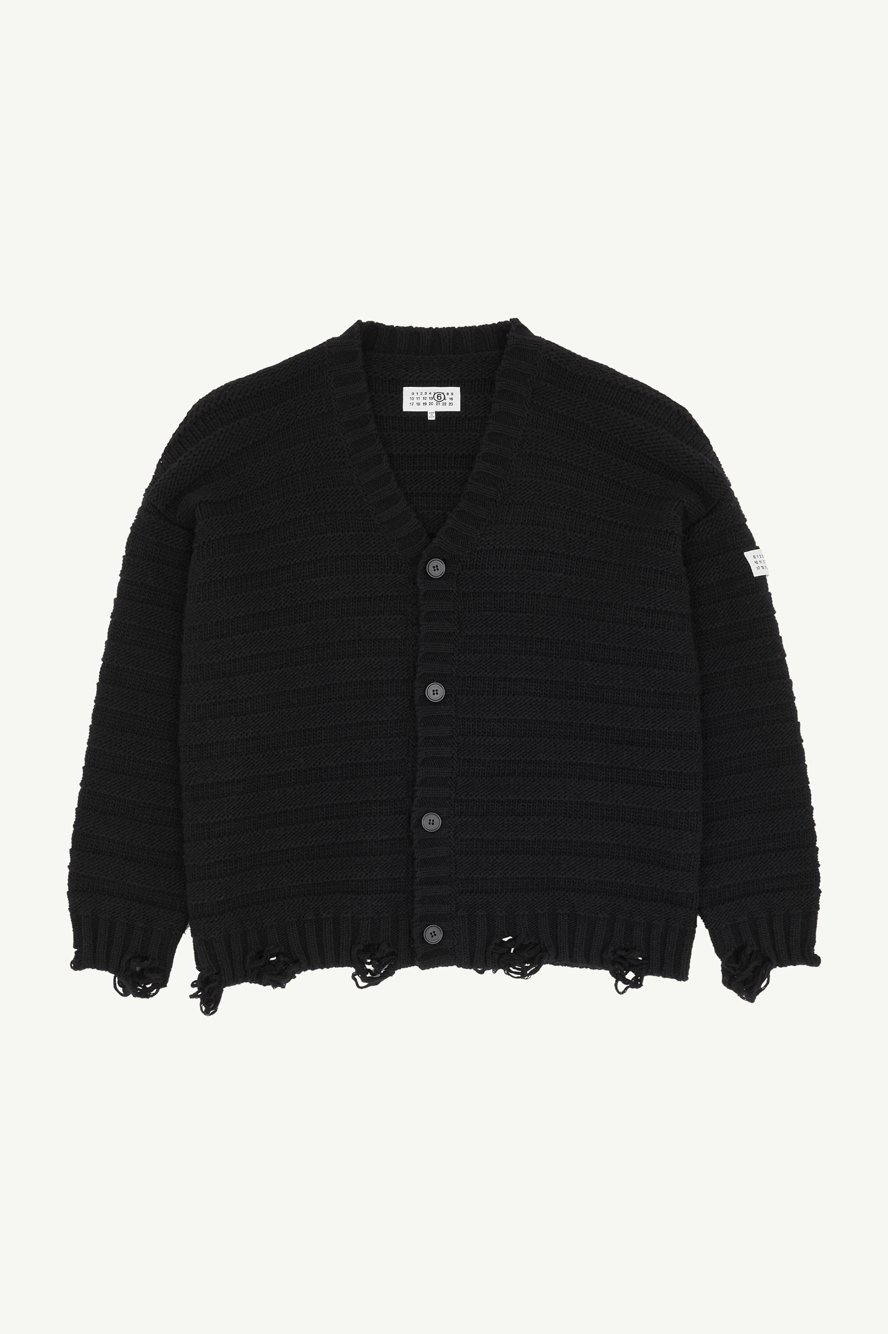Black Knitted V-neck Wool Cardigan Noir