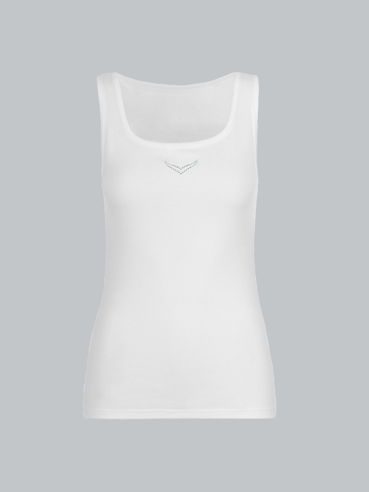 Trägershirt mit Kristallsteinen Weiss