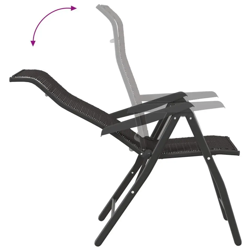 vidaXL - Tuinstoelen - Inklapbaar - Zwarte koffiekleur - Poly rattan - 2 stuks