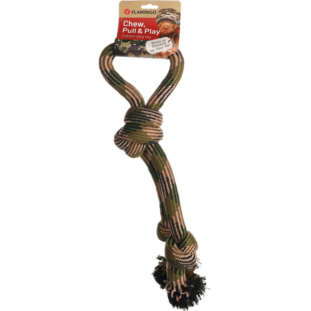 Jouet corde à tirer avec 3 nœuds camouflage 50 cm pour chien