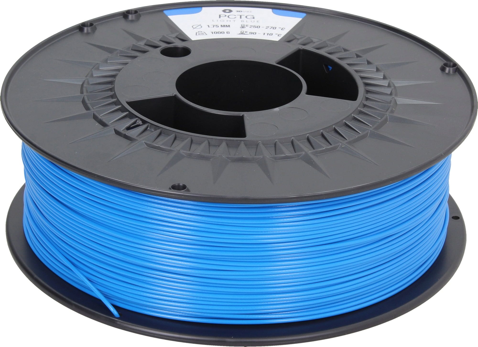 3DJAKE  PCTG Hellblau, 1,75 mm / 1000 g    Temperatur- & chemikalienbeständiges PCTG Filament mit hoher optischer Klarheit