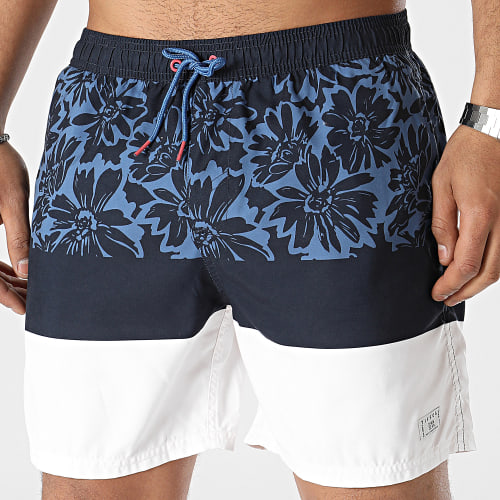Short De Bain 10050084 Bleu Marine Beige Clair Floral