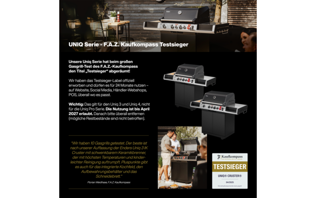 Enders Uniq Pro 3 IK Cruster Gasgrill 24,9 kW / 50 mbar