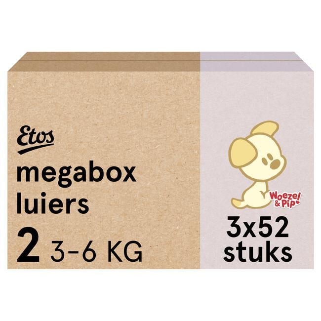Etos Woezel & Pip Luiers Mini Megabox Maat 2 3-6 kg 156 stuks