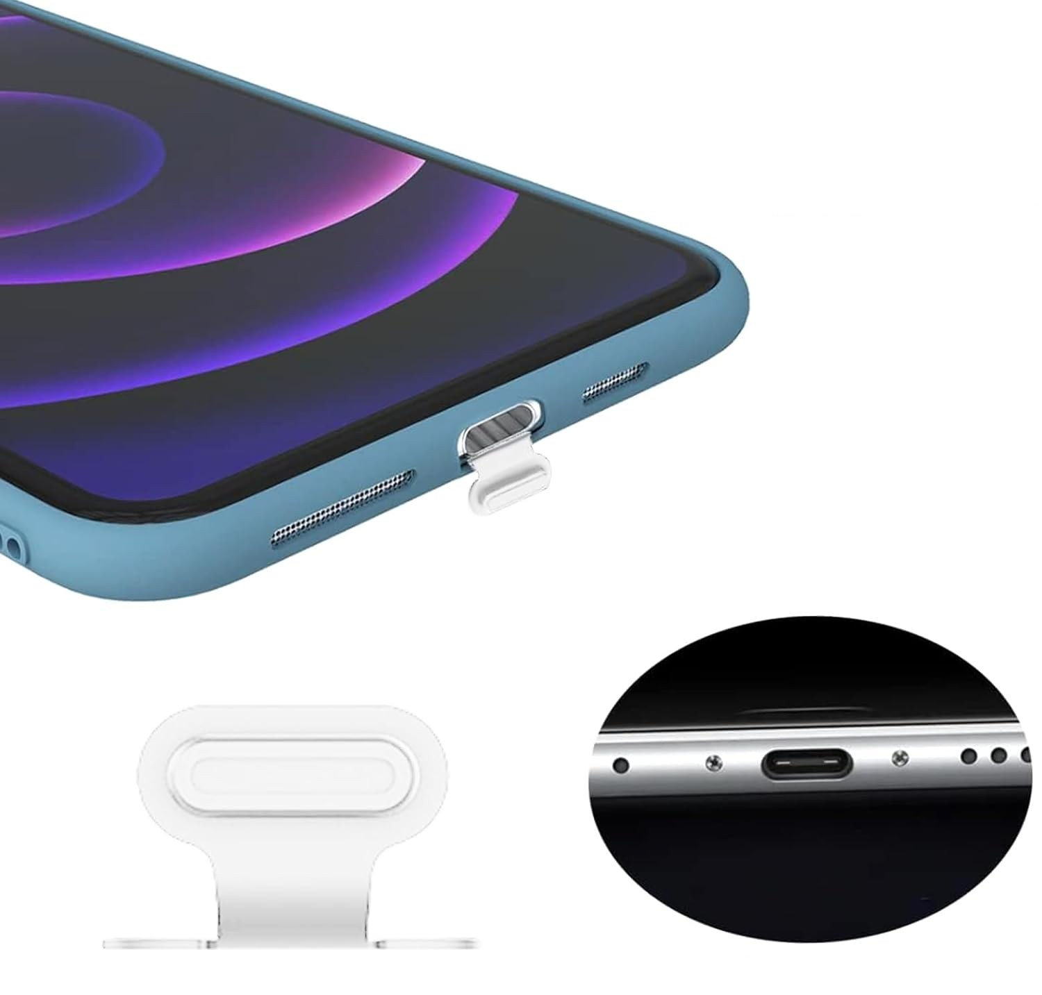 (4er Set) USB C Anti Staub Silikon Schutzstecker Anschlusskappen für Laptop / Notebook / Smartphones - Transparent