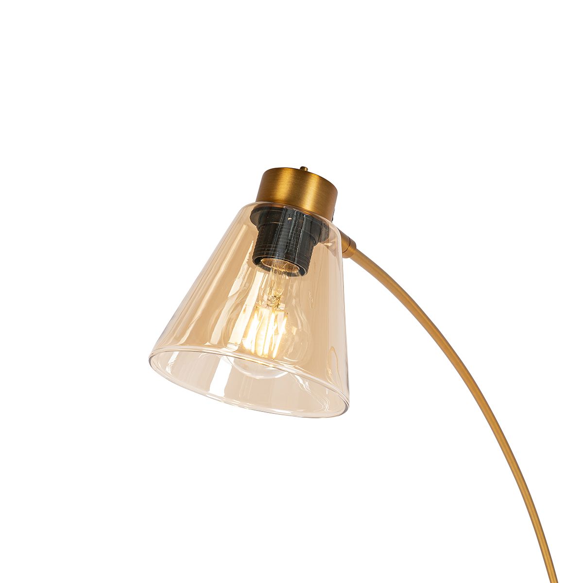 Booglamp brons met marmer en amber glas 3-lichts - Nina