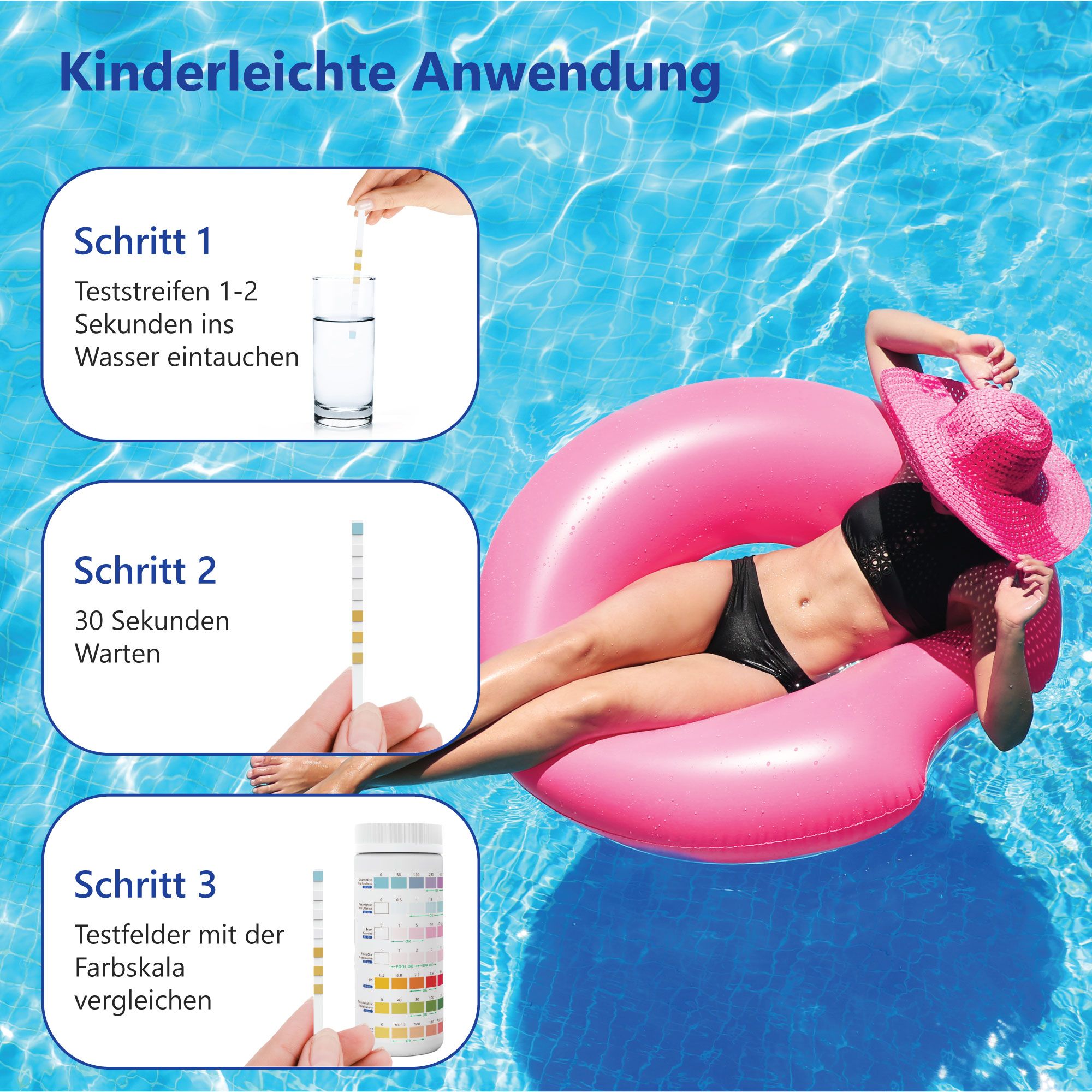 100x Pool & Spa Teststreifen 7-in-1 - Trinkwasser und Whirlpool Messstreifen