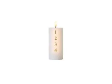 Sirius Sille Adventslys - Hvid/Guld - Ø 7 cm - H 15 cm