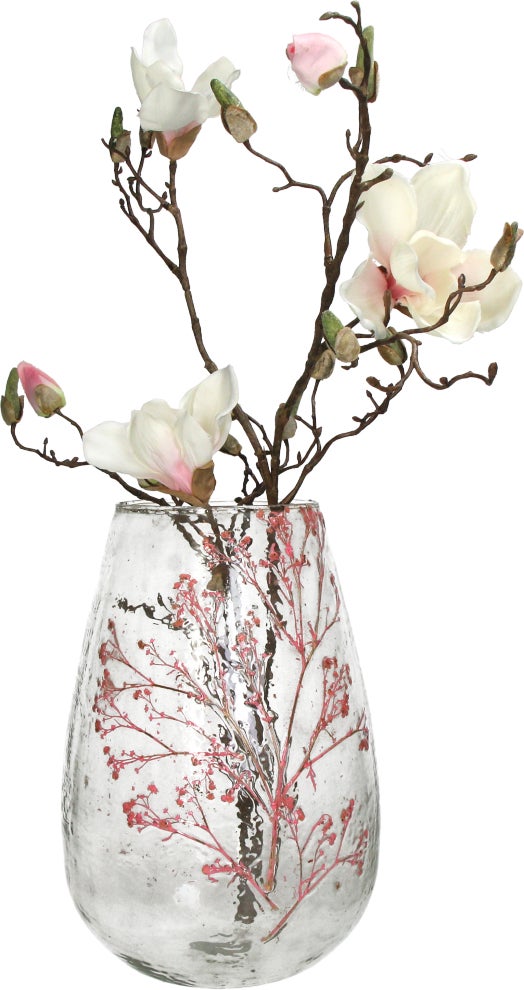 Vaas Bloesem transparant / roze D 22 H 32 cm