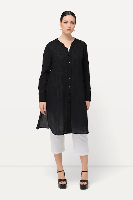 Longbluse, Struktur, A-Linie, Tunika-Ausschnitt, Langarm