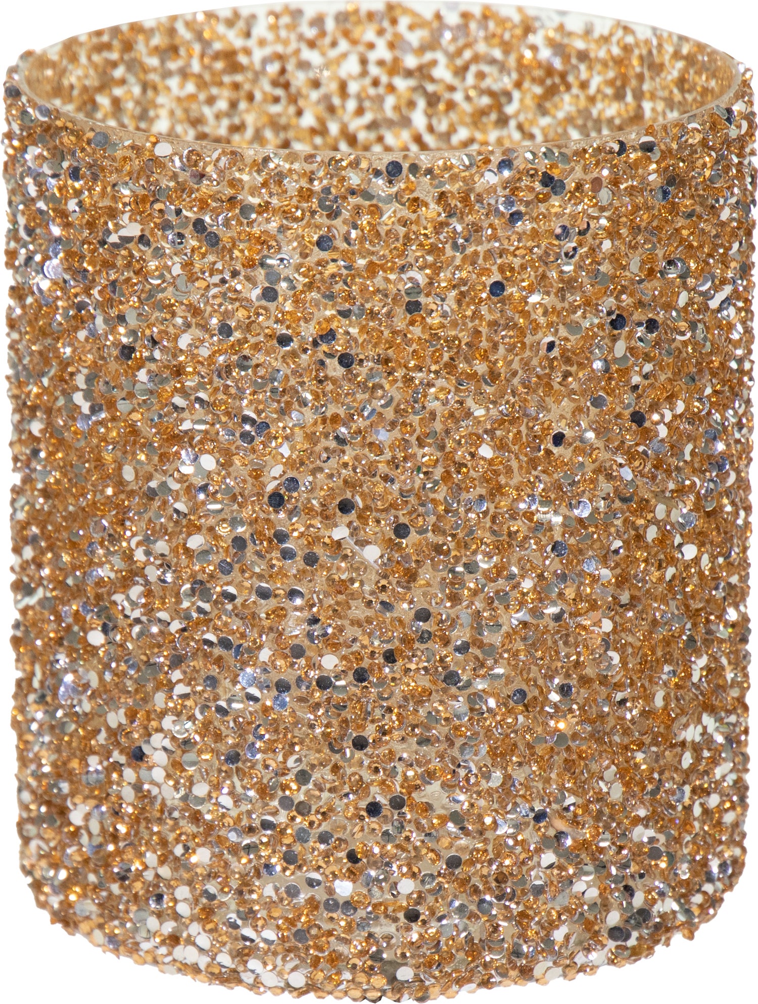 Strass waxinelichthouder Lois goud D 11 H 12,5 cm