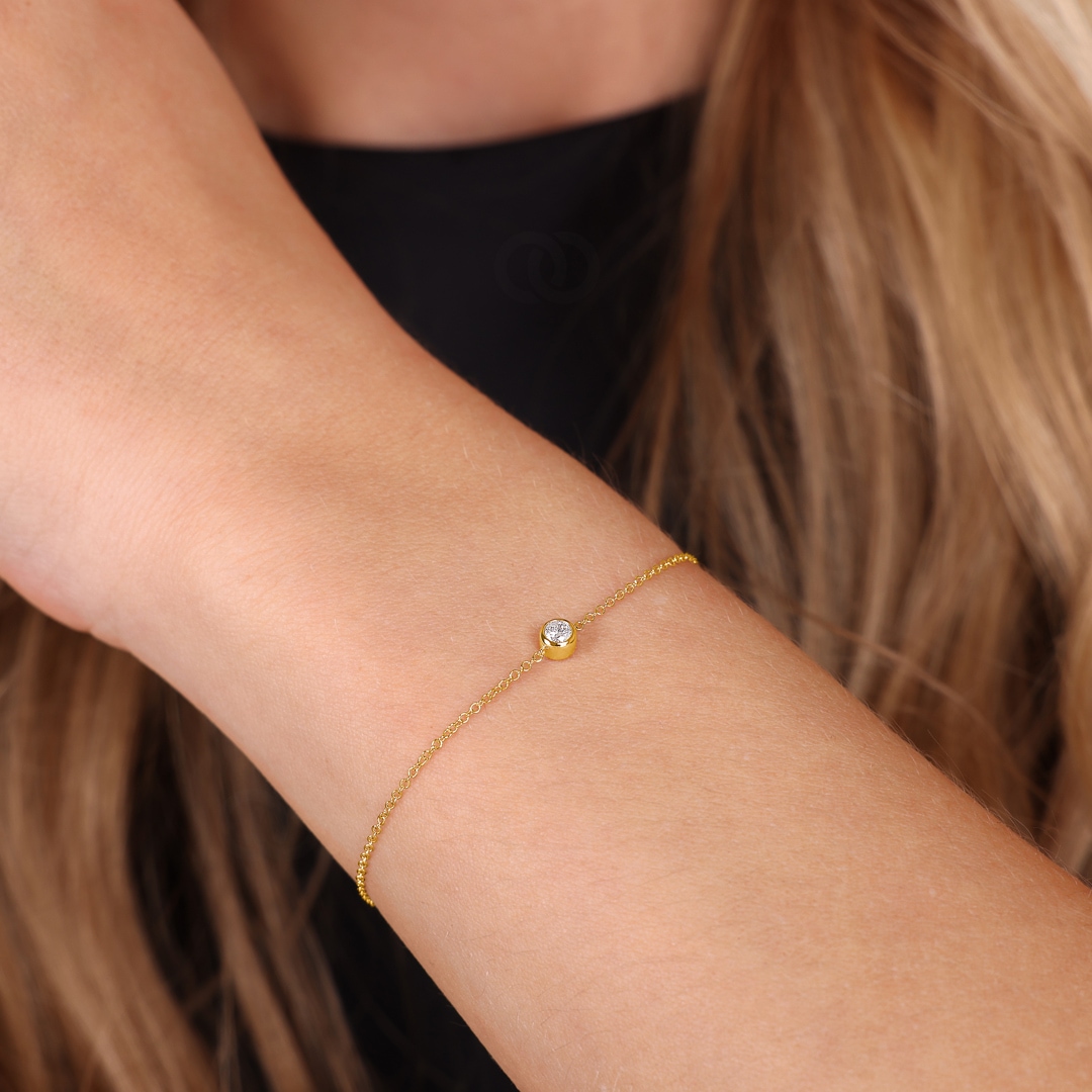 Armband 750/18 K Gelbgold mit Diamant 0.10 ct H/si