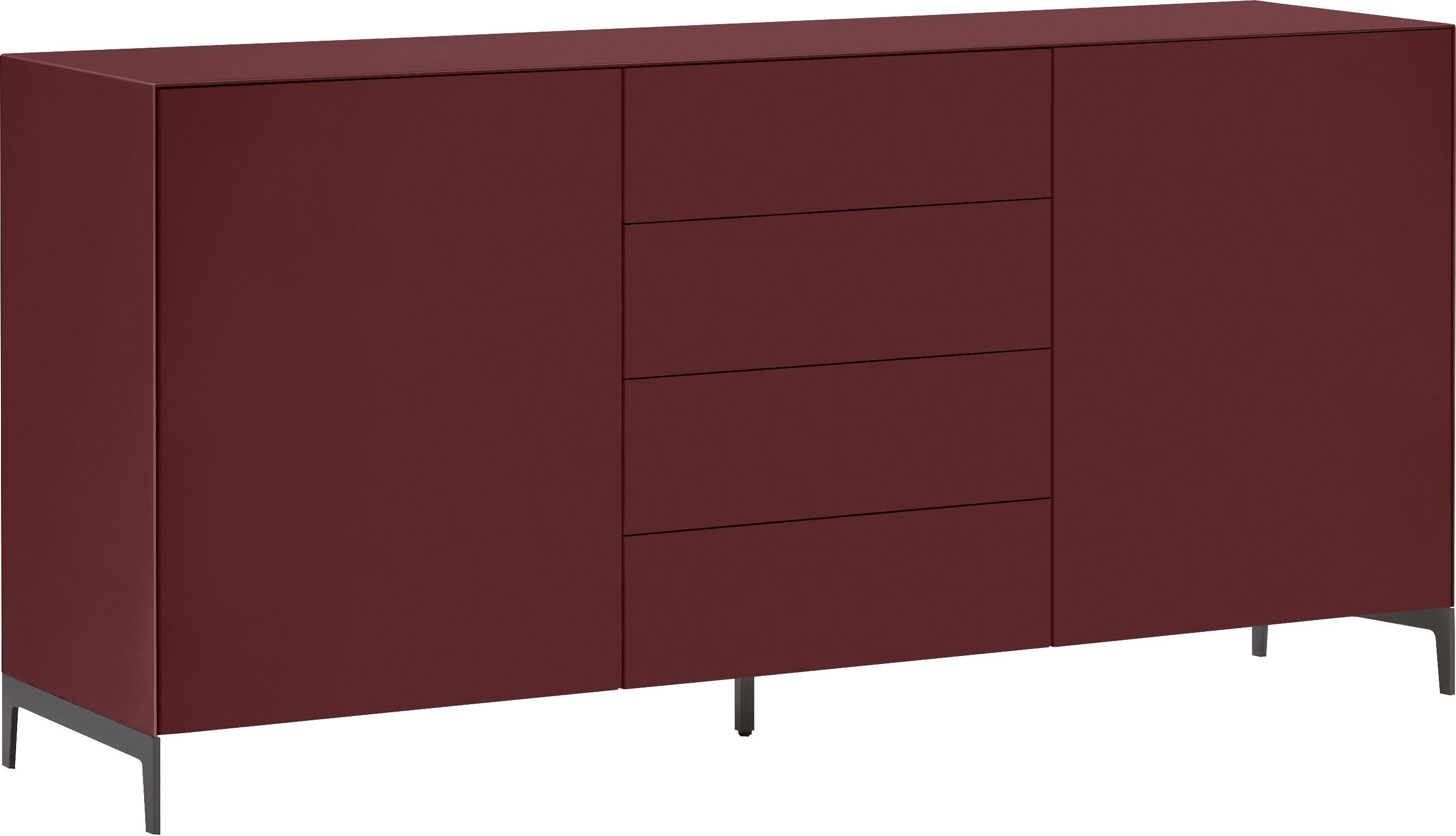 LUX Sideboard - Dunkelrot / B: 180.0 cm x T: 46.0 cm x H: 86.5 cm