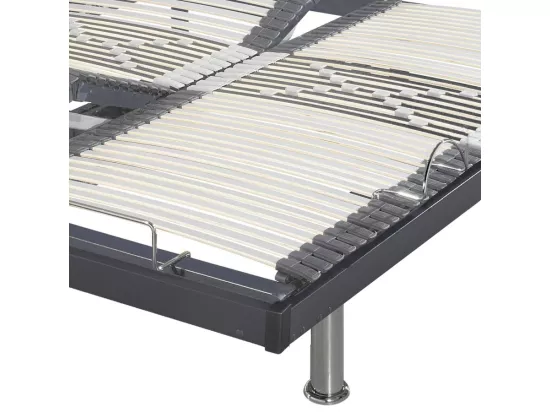 Sommier électrique S50 -Lattes bois -Réglage fermeté zone lombaires -2x70x190 -Gris