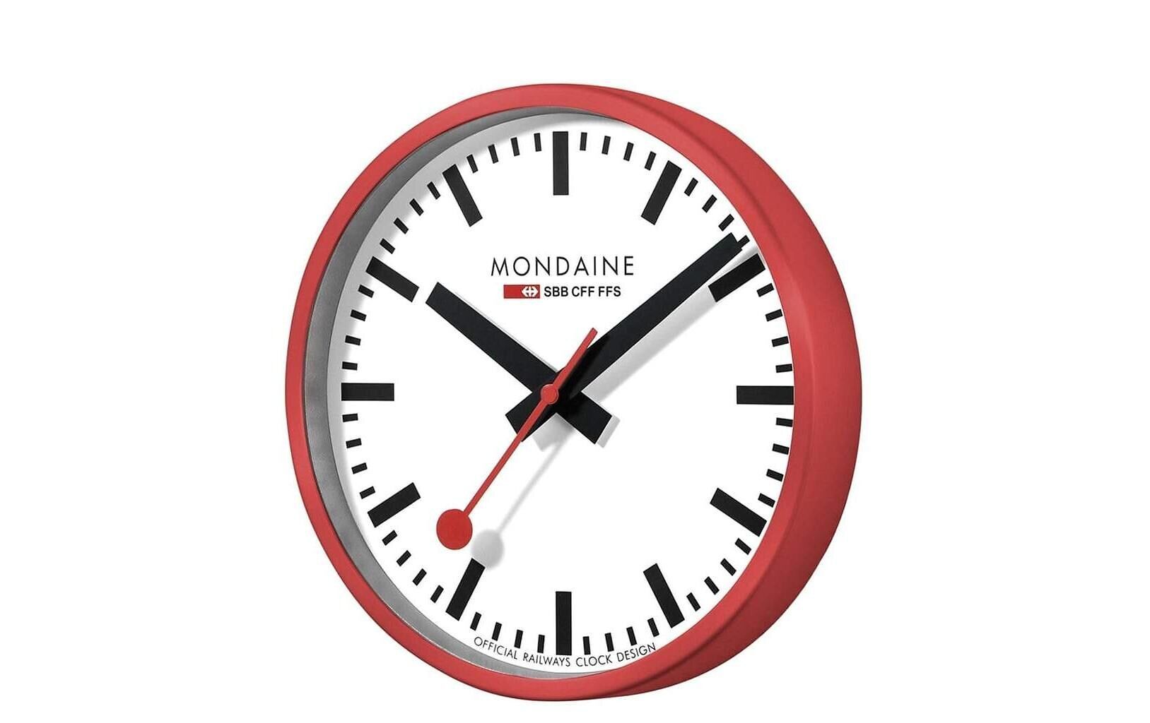 LE Mondaine Wanduhr Quartz D25 cm Rot/We - Rot, Weiss
