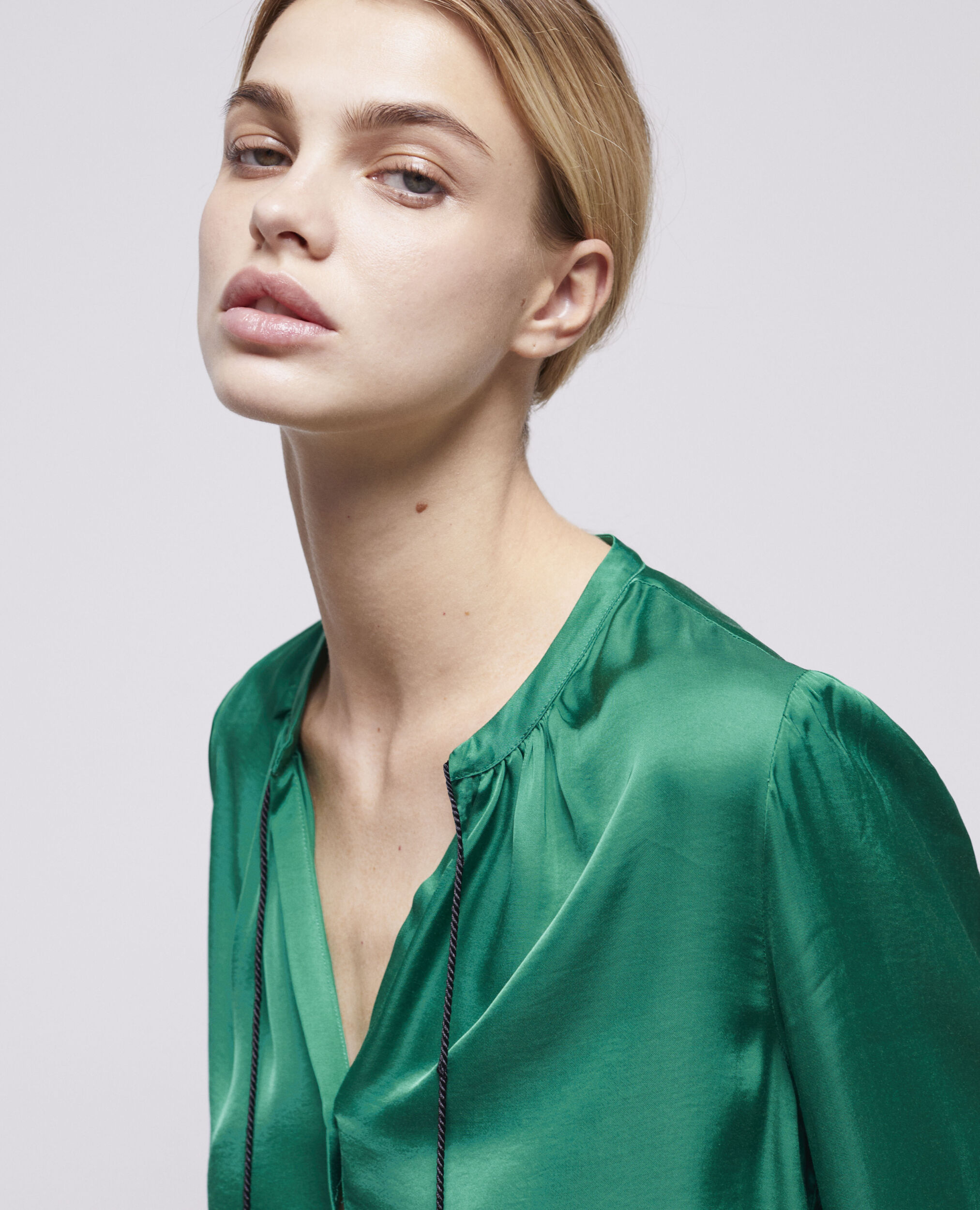 Chemise manches bouffantes verte