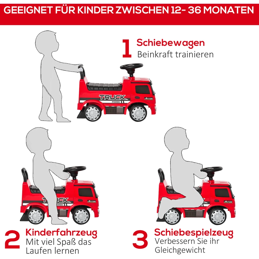 HOMCOM Rutscherfahrzeug als LKW rot, schwarz