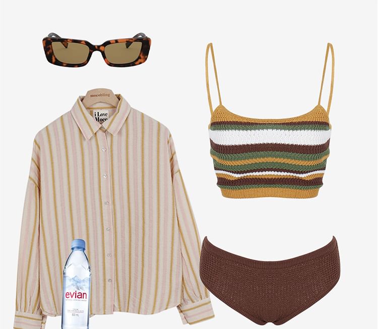 Honolulu - Set: Gestreepte bikinitop + broekje