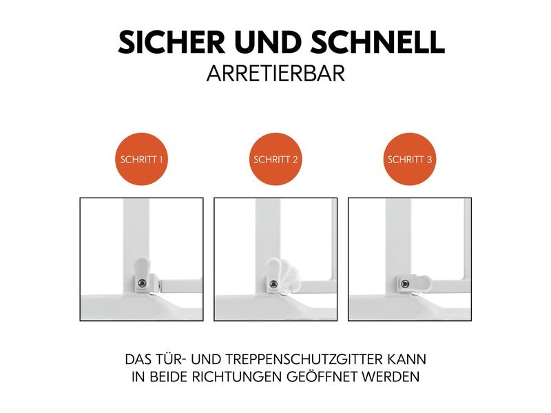 Hauck Türschutzgitter Clear Step 2  21 cm Weiss Barrierefreies, manuell schliessendes Tür- und Treppenschutzgitter-Set