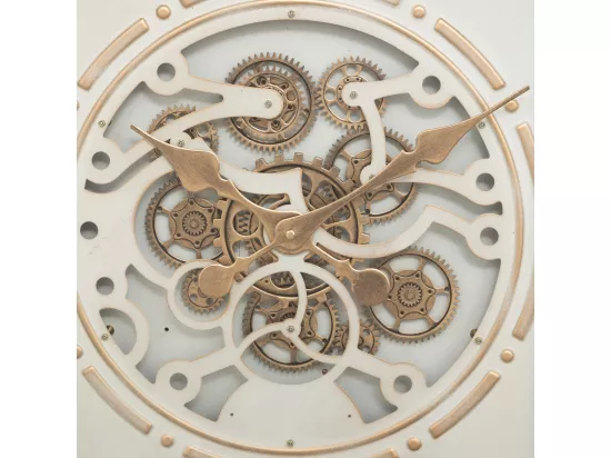 Grande Pendule murale Beige style industriel avec rouages mobiles D 74 cm