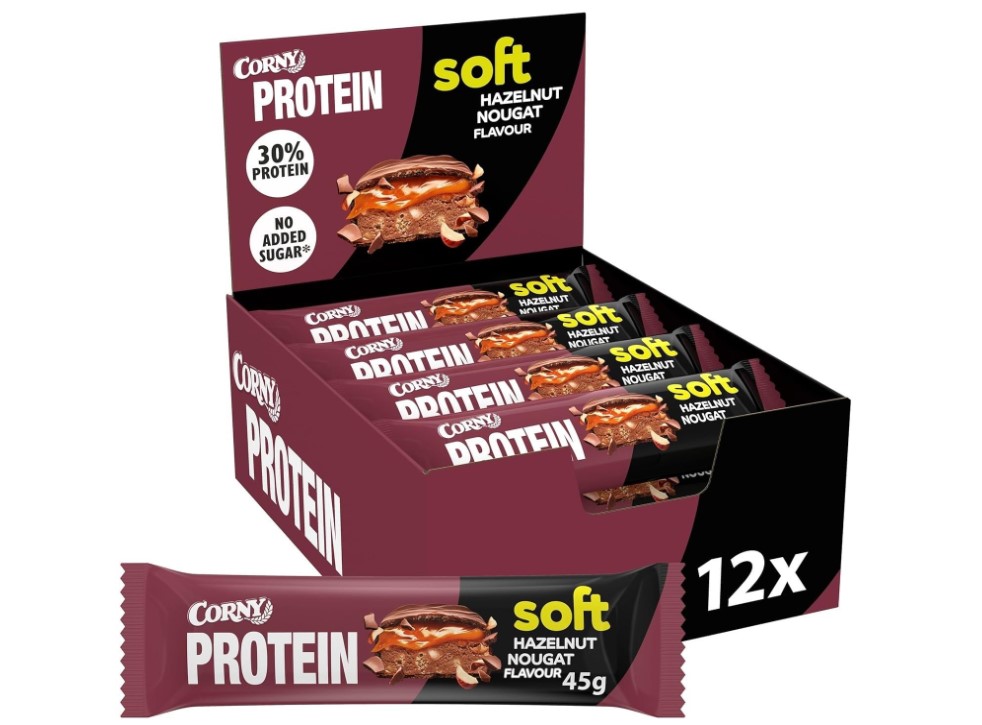 Corny Protein Soft Hazelnut Nougat Flavour 12x45g=540g MHD:17.6.25