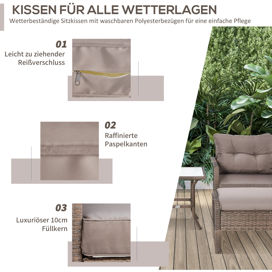 Outsunny Rattan Sitzgarnitur 5-teilig braun