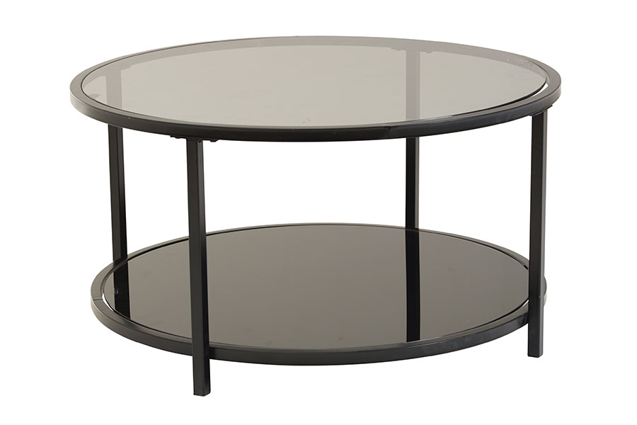 Nox sofabord Glass med sort metall understell. Ø80 cm.