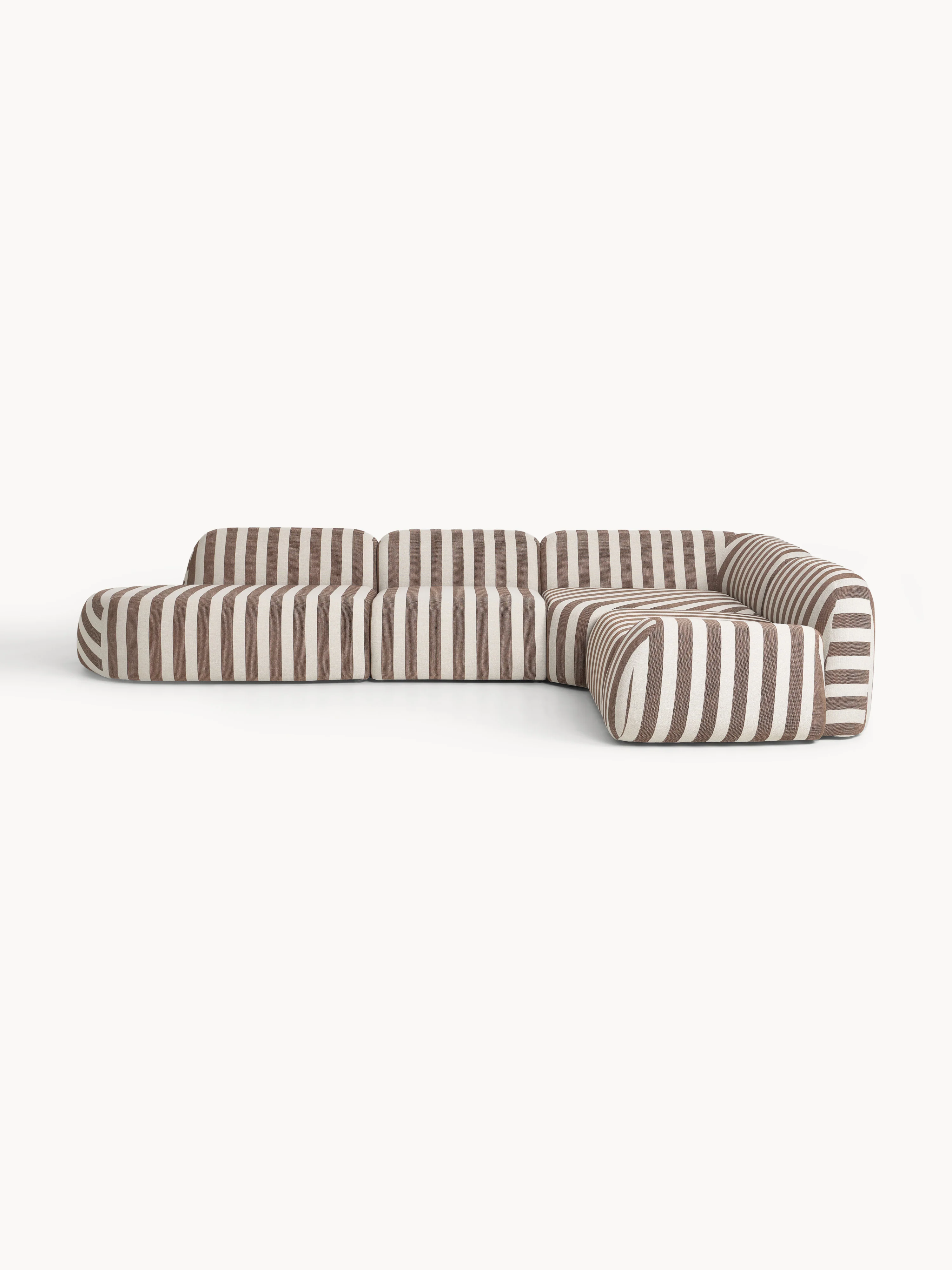 Gestreepte XL modulaire hoekbank Wolke met chaise longue