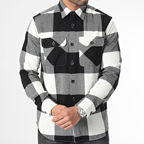 Chemise Manches Longues A Carreaux Darren Gris Noir Blanc