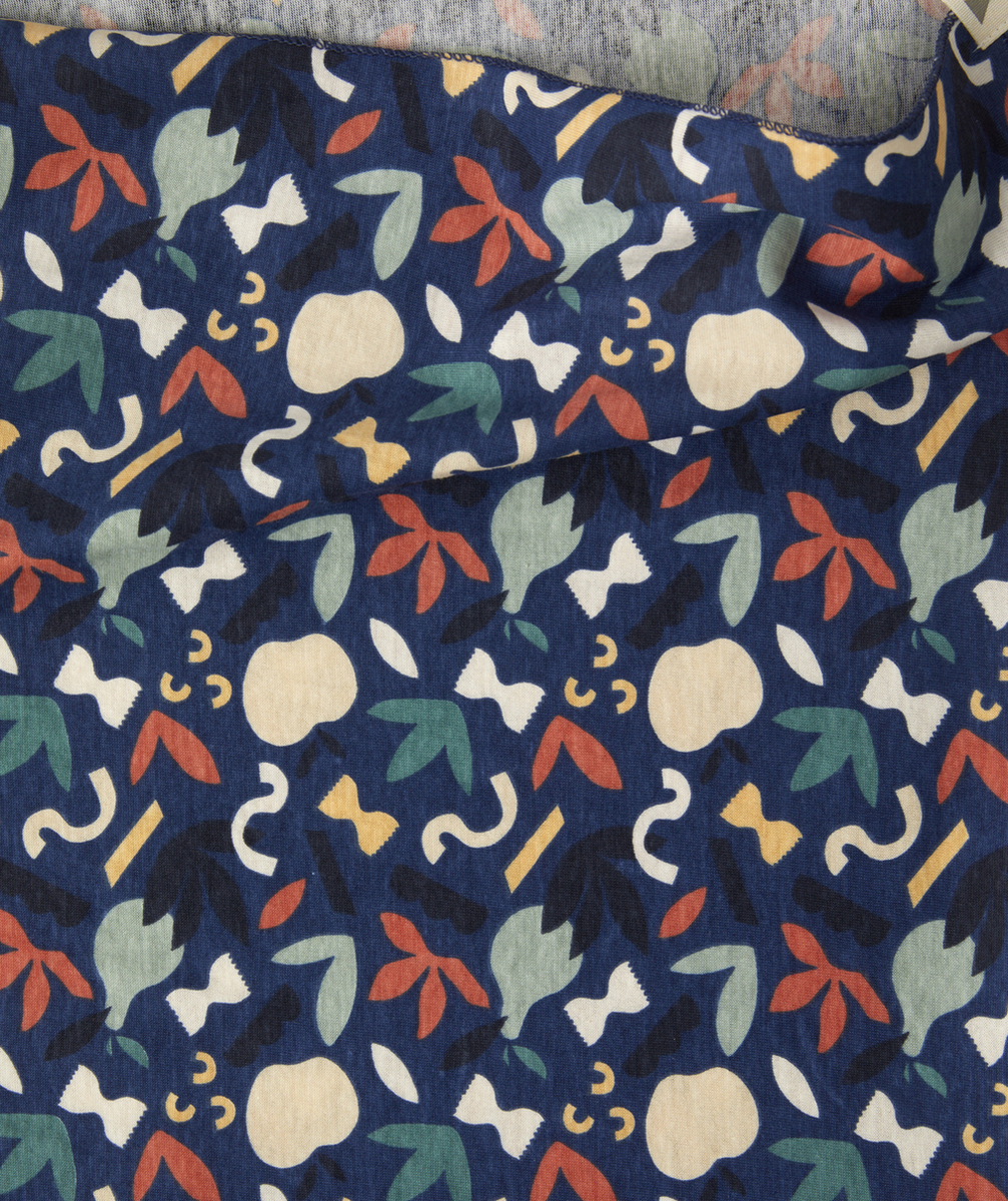 SNOOD BÉBÉ GARÇON EN COTON BLEU AVEC FORMES COLORÉES