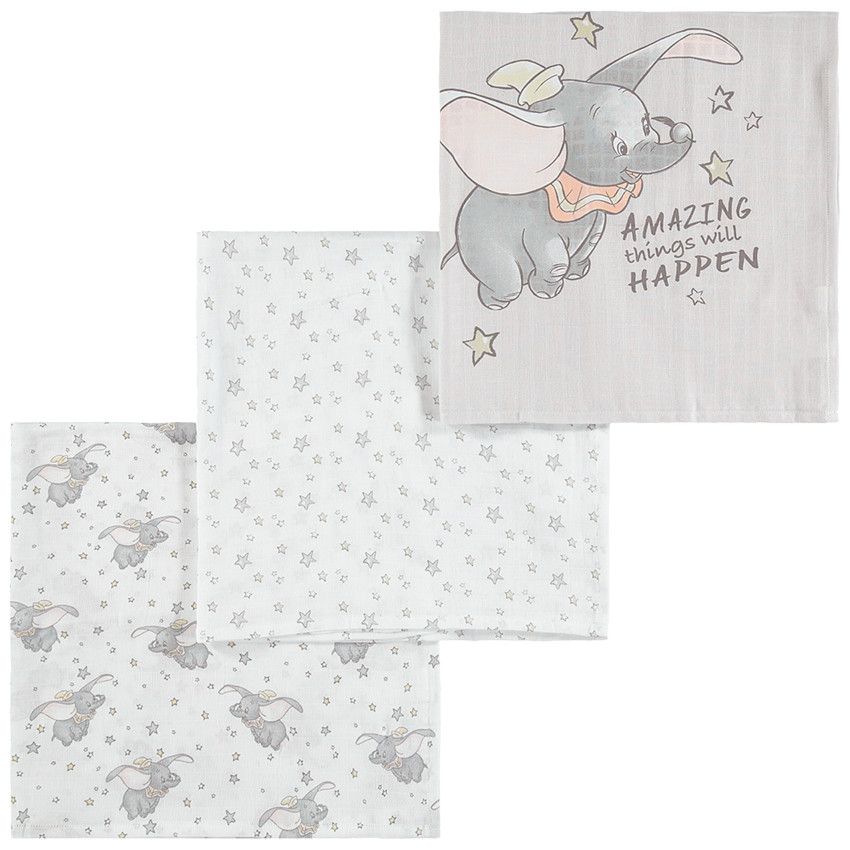 Set de 3 langes Dumbo Disney - Gris clair