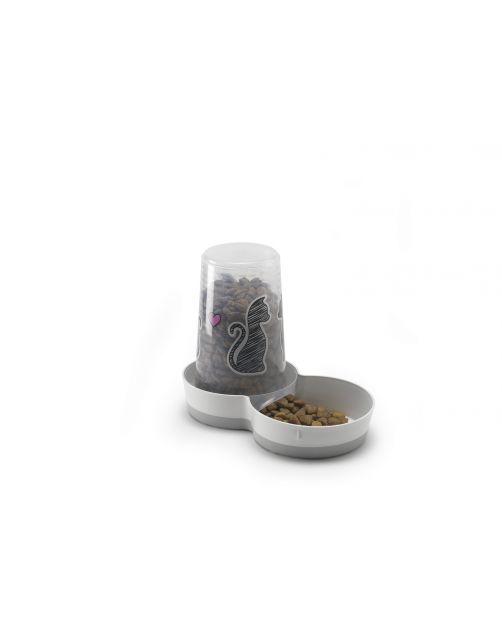 Moderna Voer-Drinksilo Cats In Love - Kattenvoerbak - 27.4x15.3x21.2 cm 1500 ml Wit