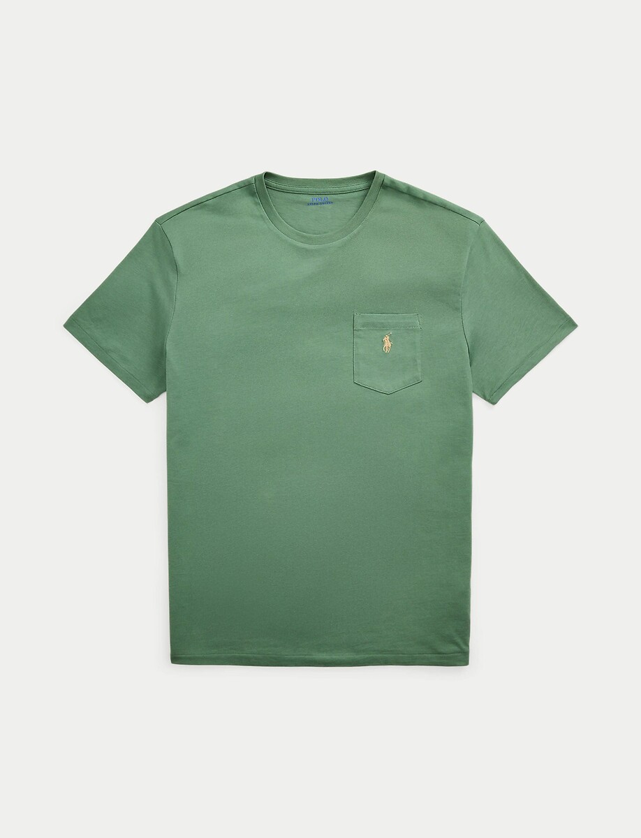 POLO RALPH LAUREN<br>Camiseta de malha reta com logotipo bordado