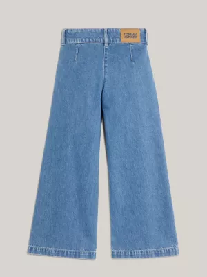 Calça jeans plissada de perna larga
