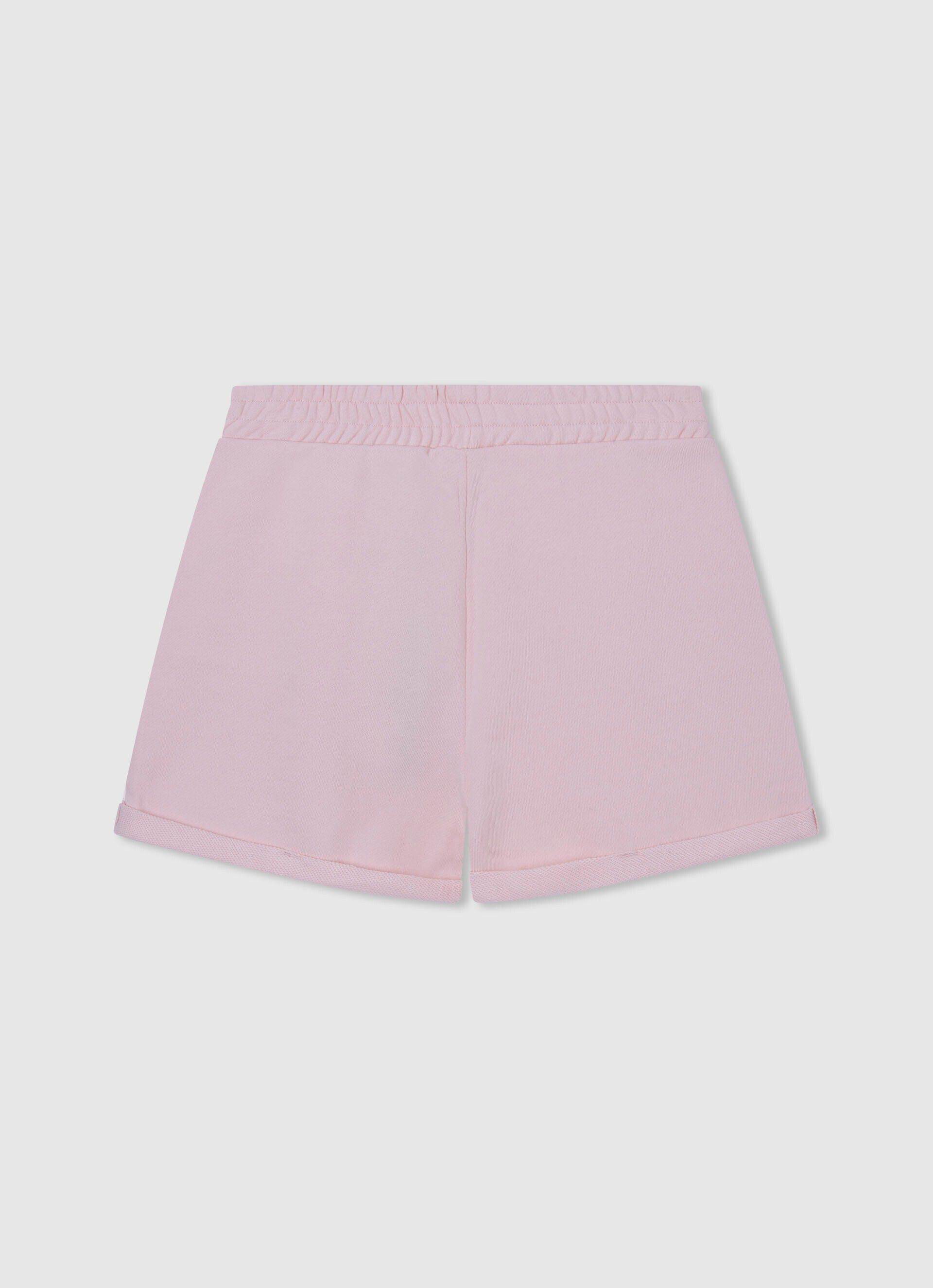 Shorts de algodão com cós elástico - rosa claro