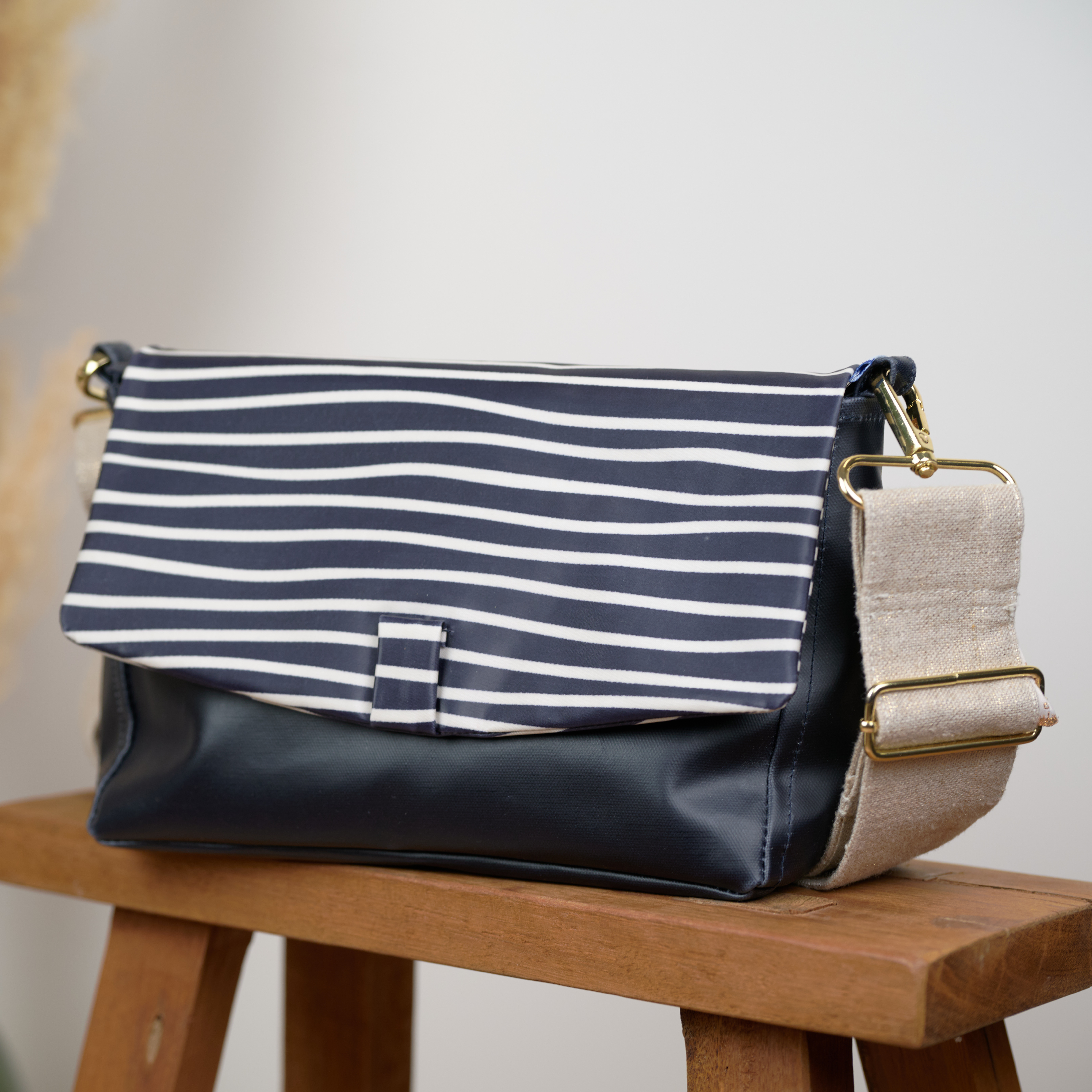 Rabat Sac Compagnon Rayé Ivoire Marine