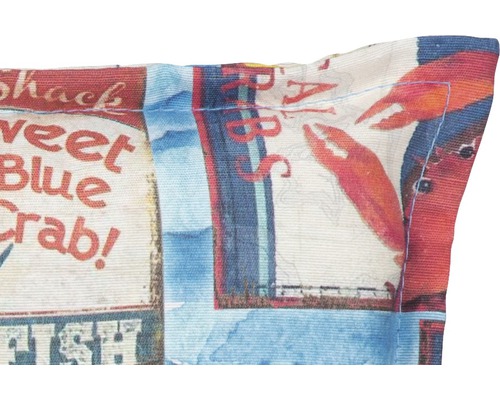Kussen voor hoge rugleuningen 118 x 46 cm, katoenmix, beige, blauw, oranje